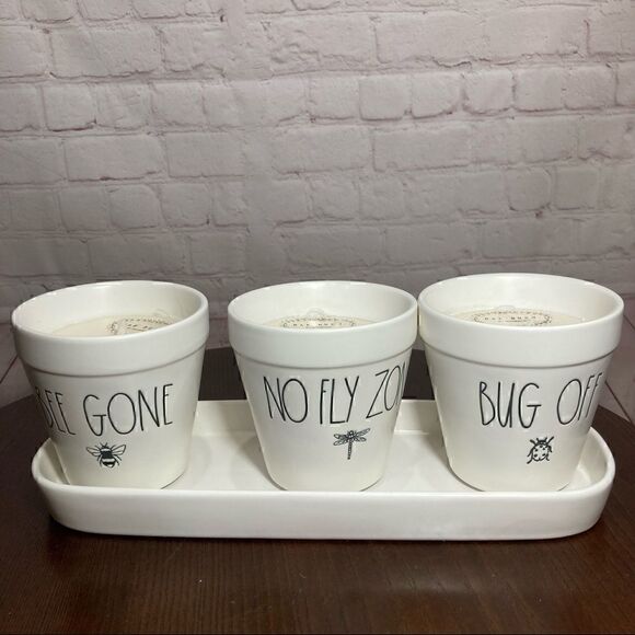 New Rae Dunn 4pc Planters set with citronella scented Candles - Picture 1 of 9